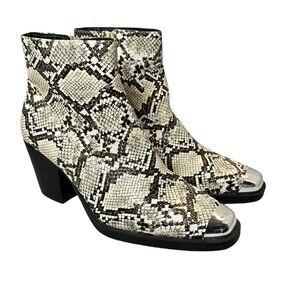 Truffle Collection Beige Brown Snake Print Western Ankle Boots Size 9 US 39 Eur